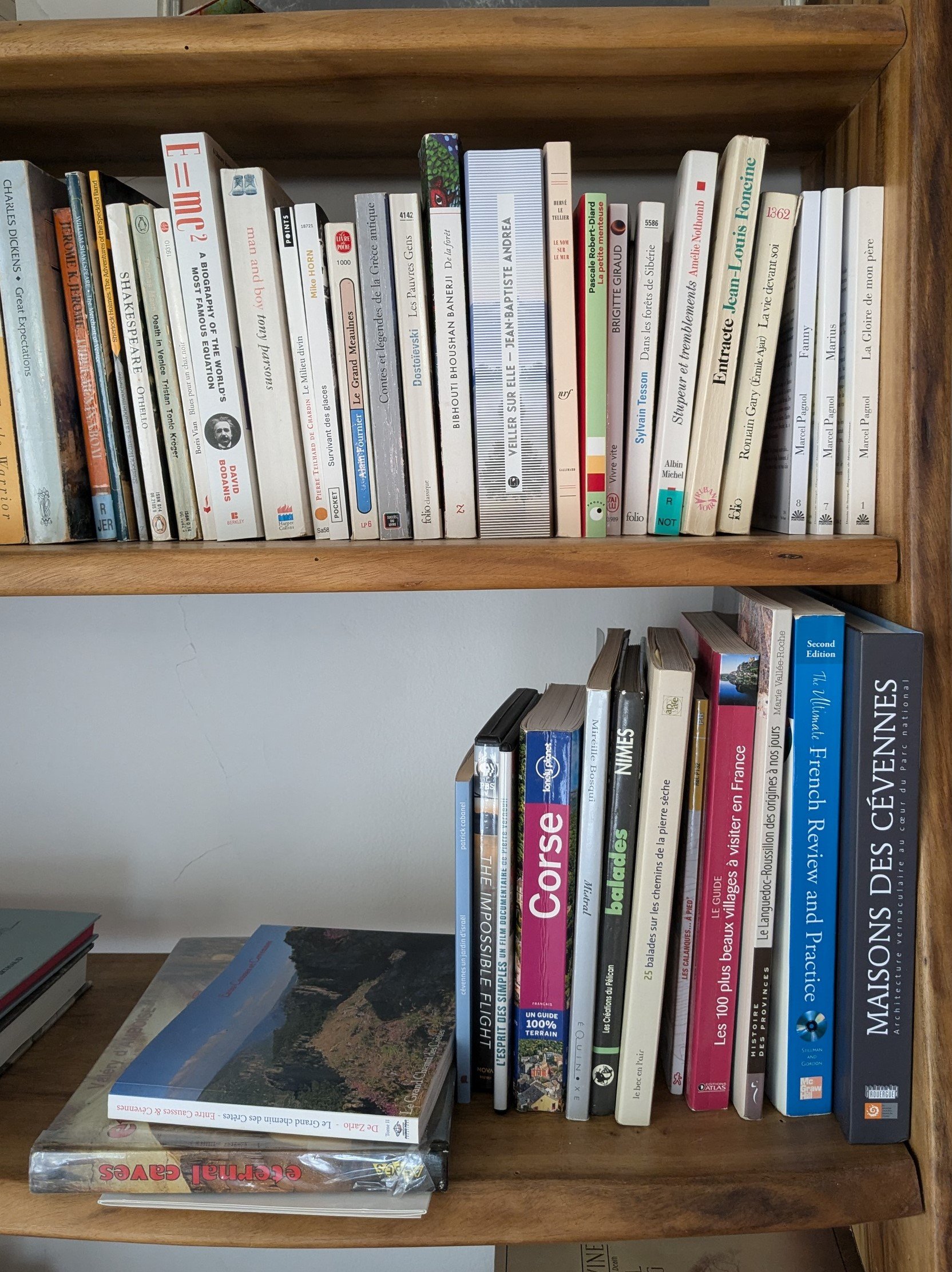 The lending library has fiction and history (french and english), tour guides, and garden books