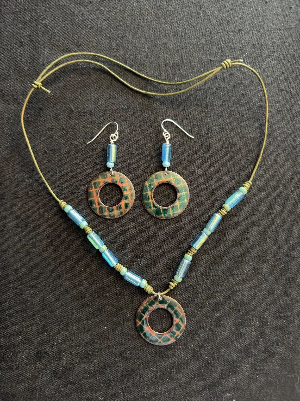 Woodland Waters Enamel & Czech Glass Necklace Set