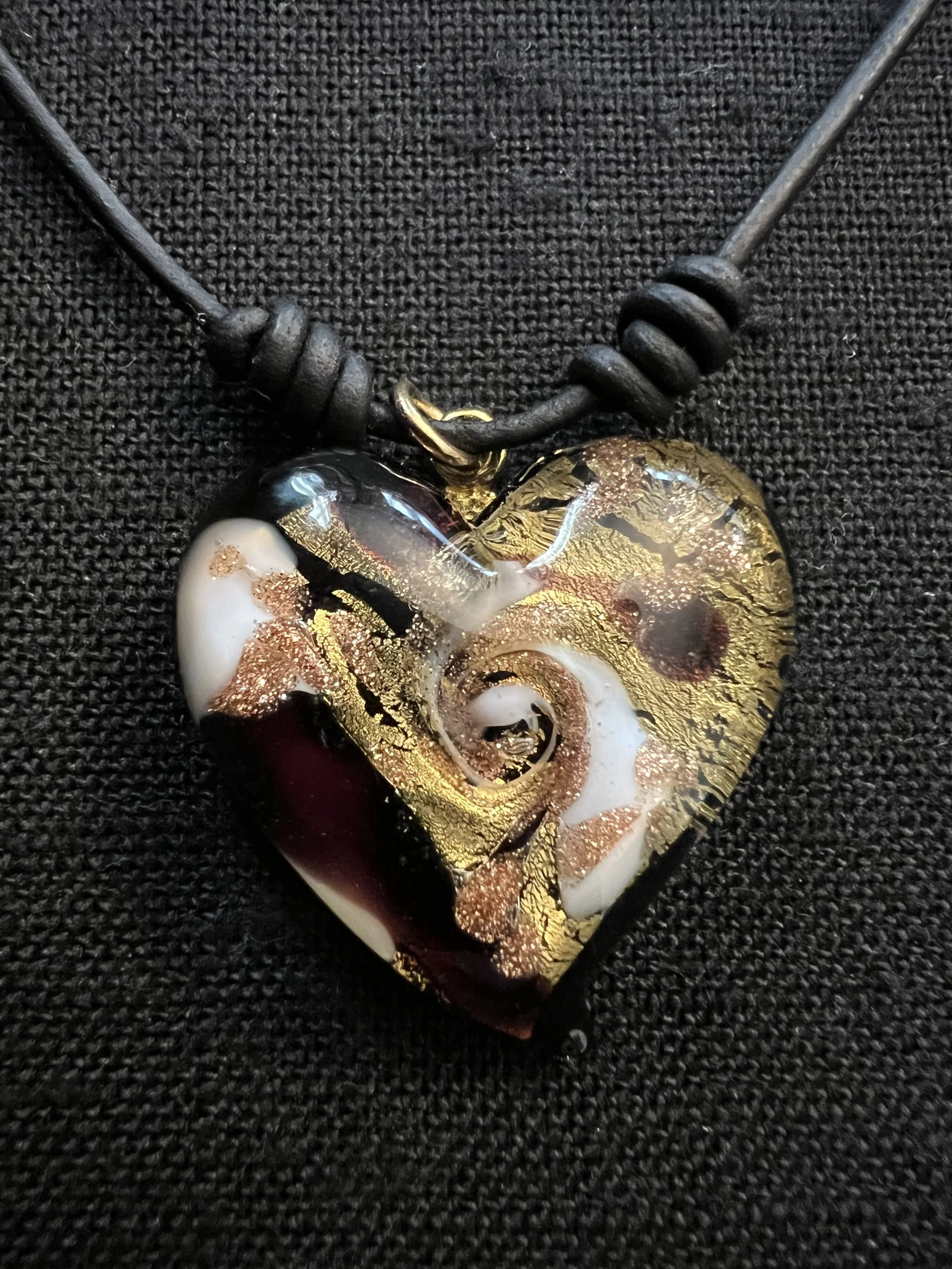 Black, Gold & Copper Heart Necklace & Earring Set