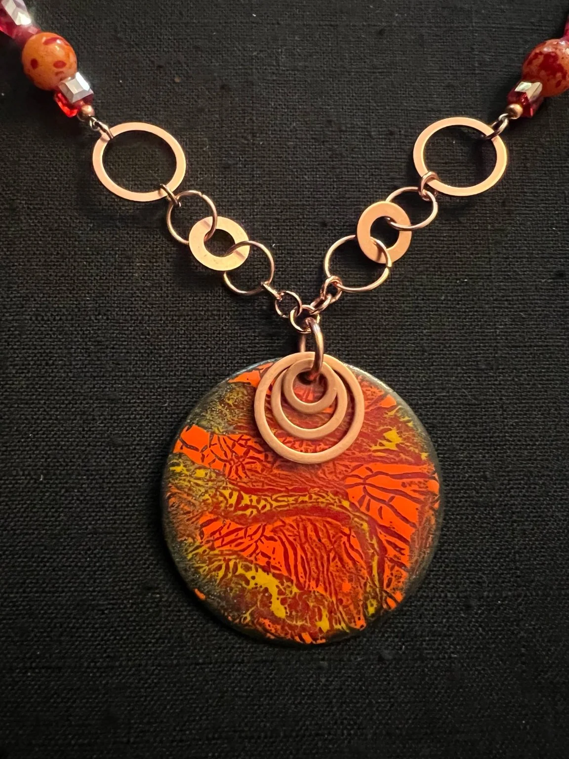 Golden Earth Enamel & Copper Necklace and Earring Set