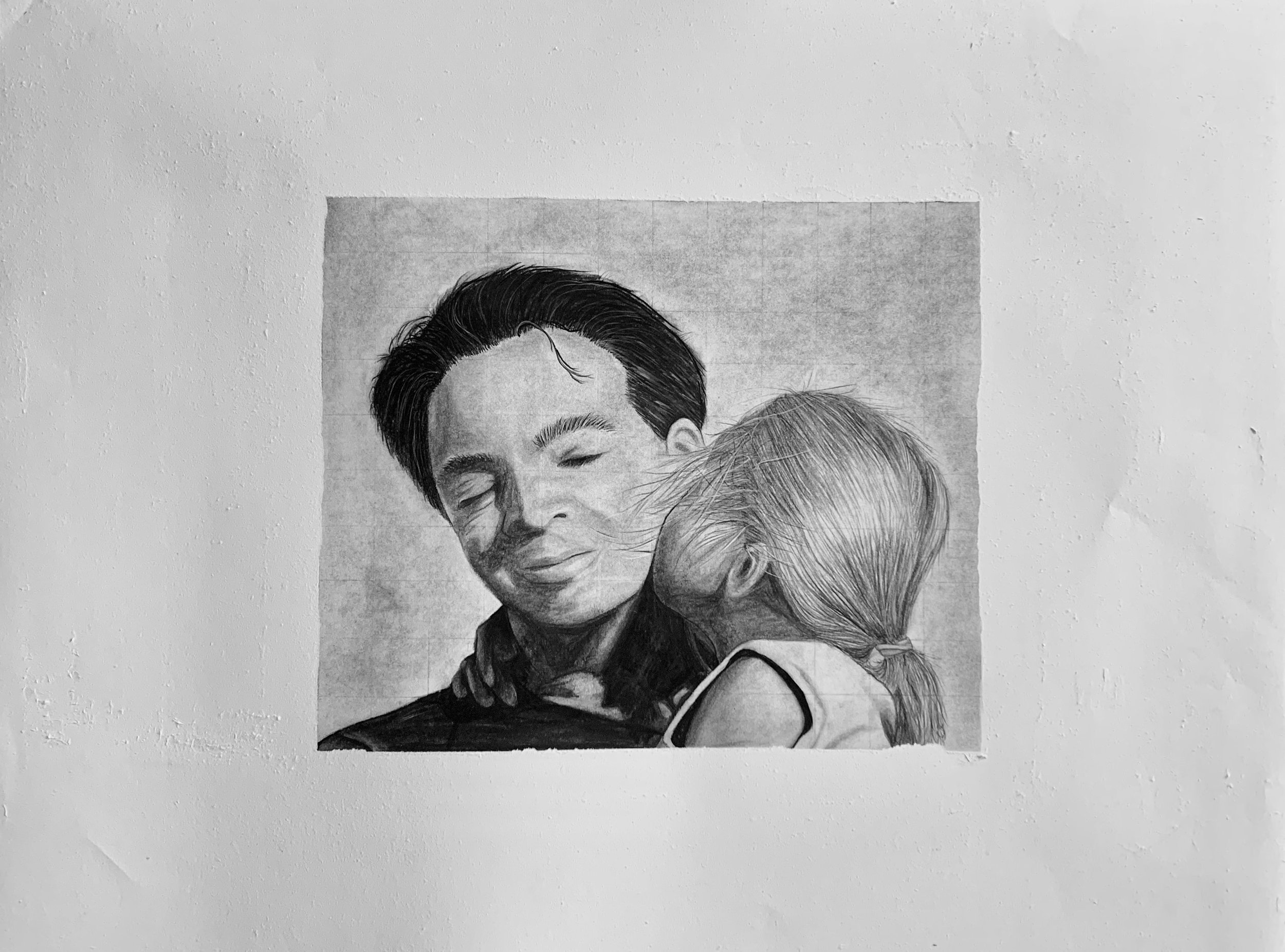 Dad and Me. 2022. Charcoal on paper. 20x28in.