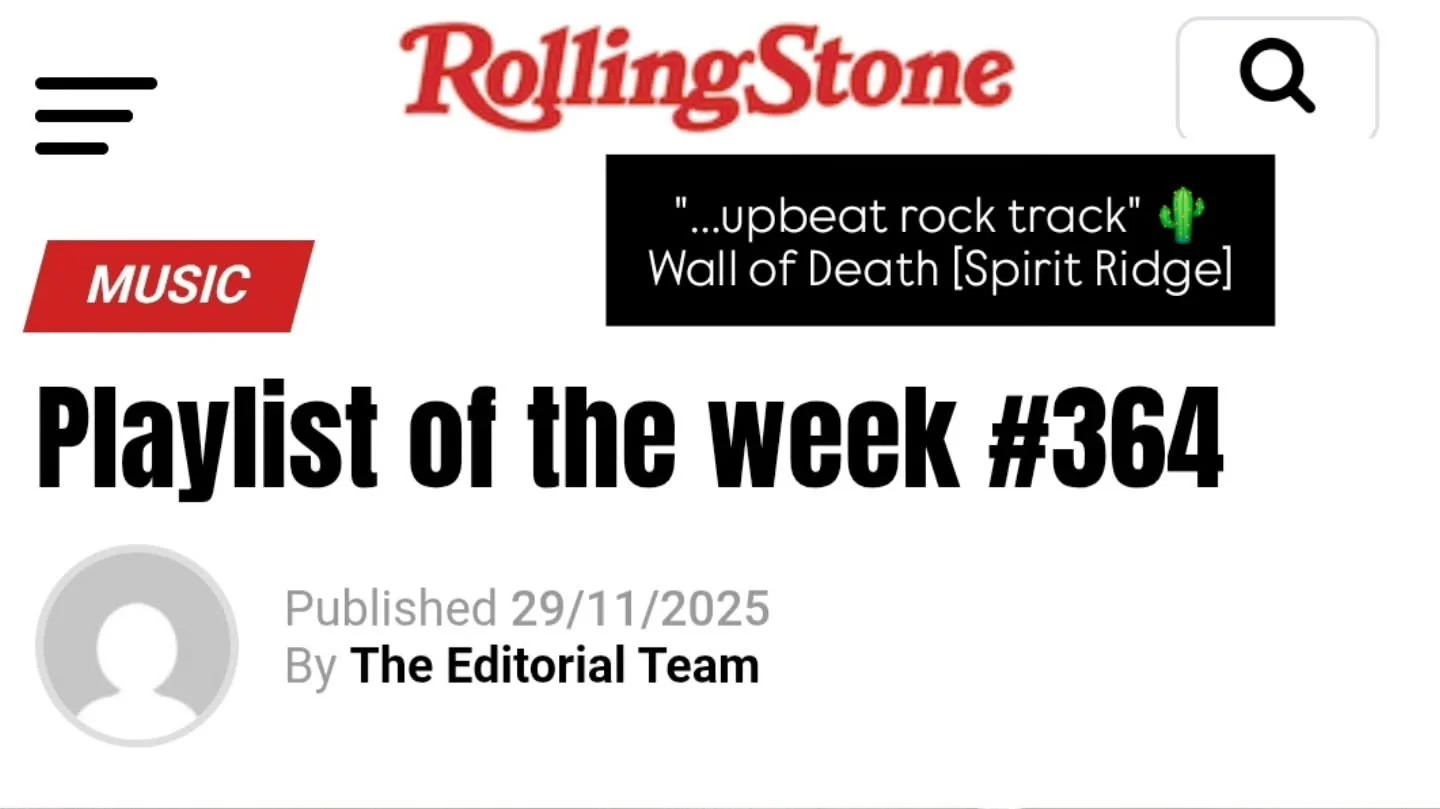 Merci @rollingstonefrance 🧡
 
"...upbeat rock track featuring John Convertino of Calexico" 🌵

Really pleased to see the 'Wall of Death' video (single release from Spirit Ridge @crscontinental) featured in Rolling Stone France's Playlist o