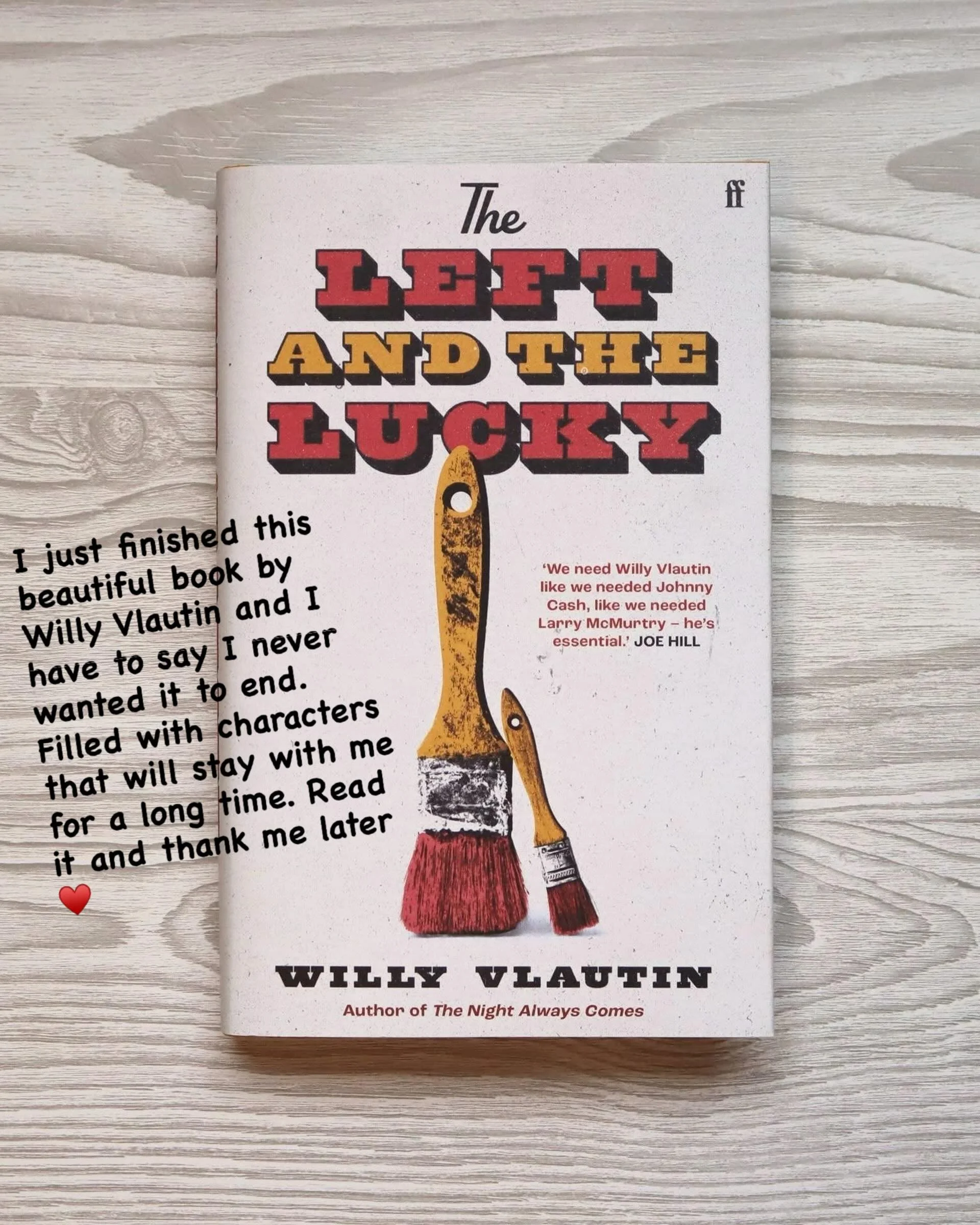 I just finished this beautiful book by #WillyVlautin and I have to say I never wanted it to end. Filled with characters that will stay with me for a long time. Read it and thank me later &hearts;️