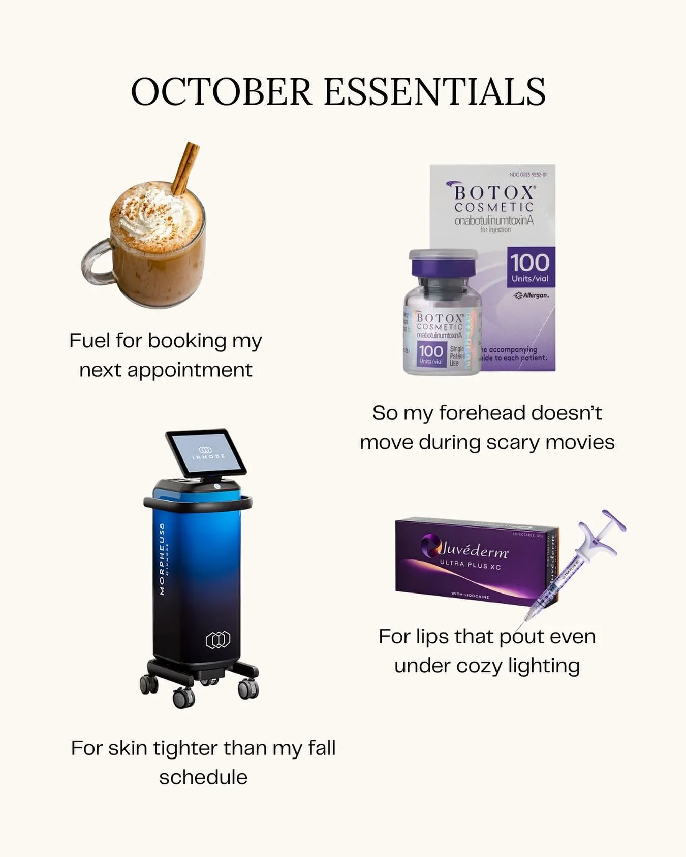 ZZ&rsquo;s October Lineup🍂🎃:
Pumpkin spice, glowing skin, and zero fine lines