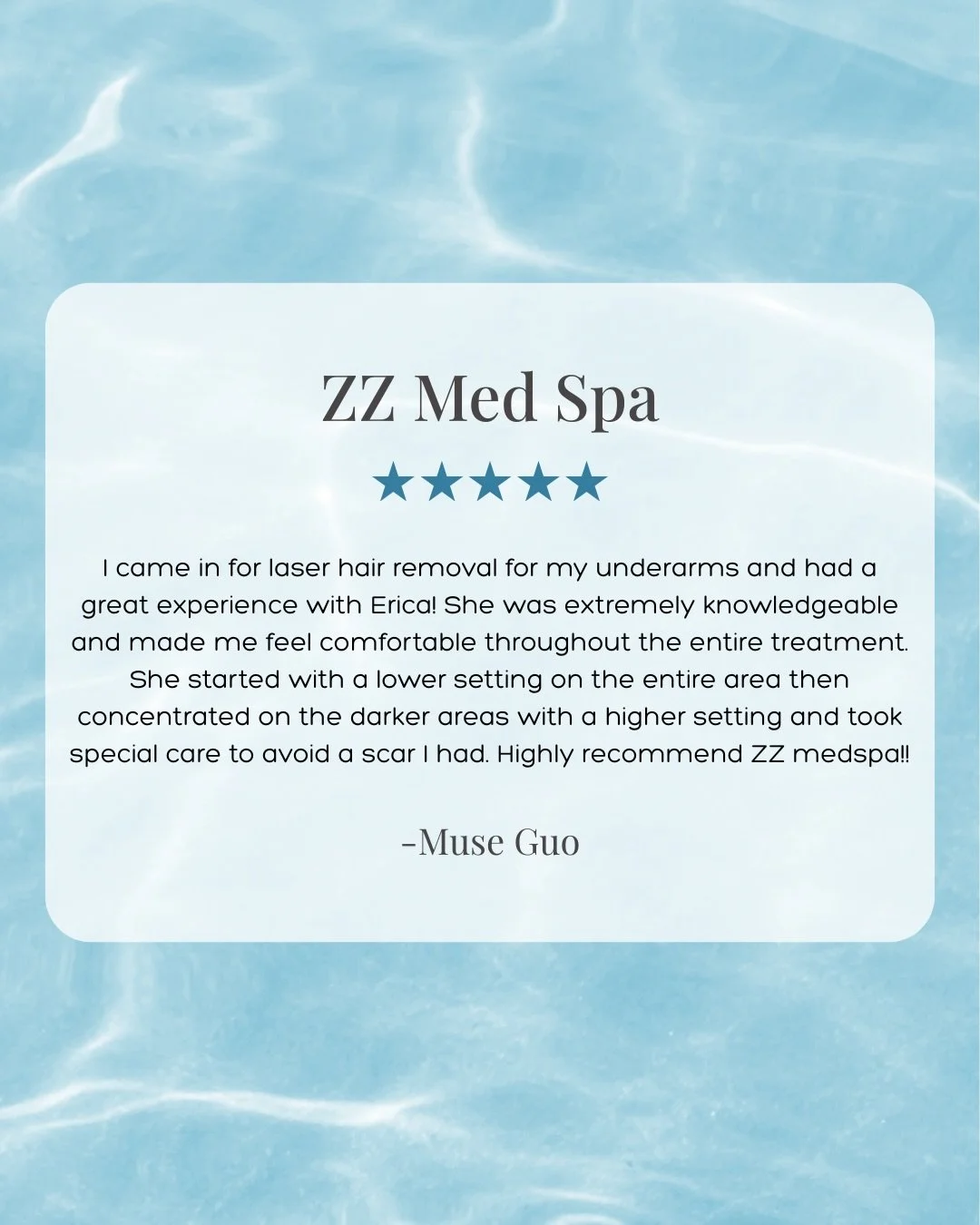 Consistent results. Thoughtful care. Exceptional providers.

Swipe through to read what our clients are saying about laser hair removal, hydrafacial treatments, and microneedling at ZZ Med Spa.

When you&rsquo;re ready, we&rsquo;re here.

📅 Book you