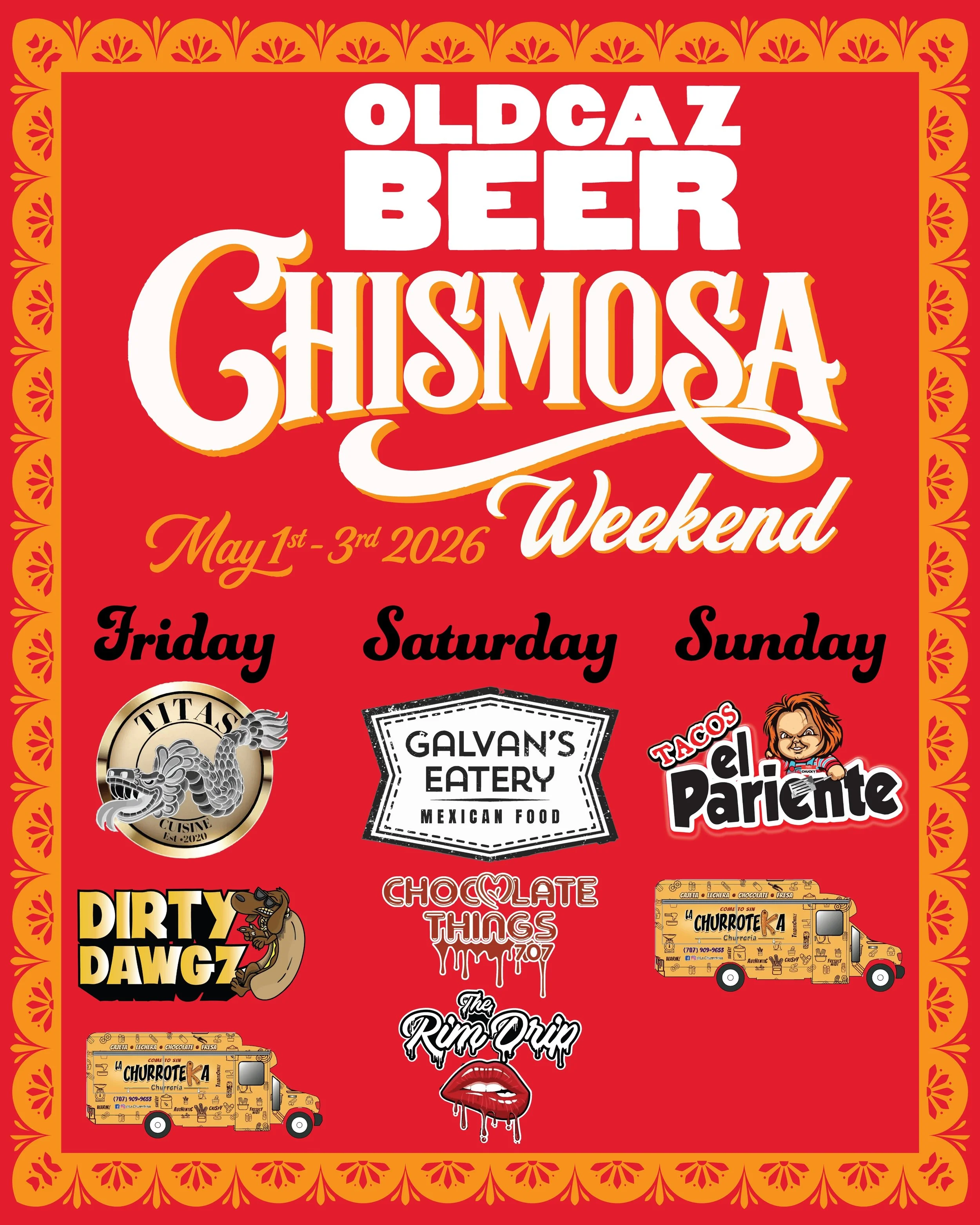 Chismosa Weekend is upon us with a stellar lineup of food and especially dessert options rolling from Friday through Sunday. 

Friday we have @titascuisinesr with a new special item, @dirtydawgzllc and for the first time at the taproom, @lachurroteka
