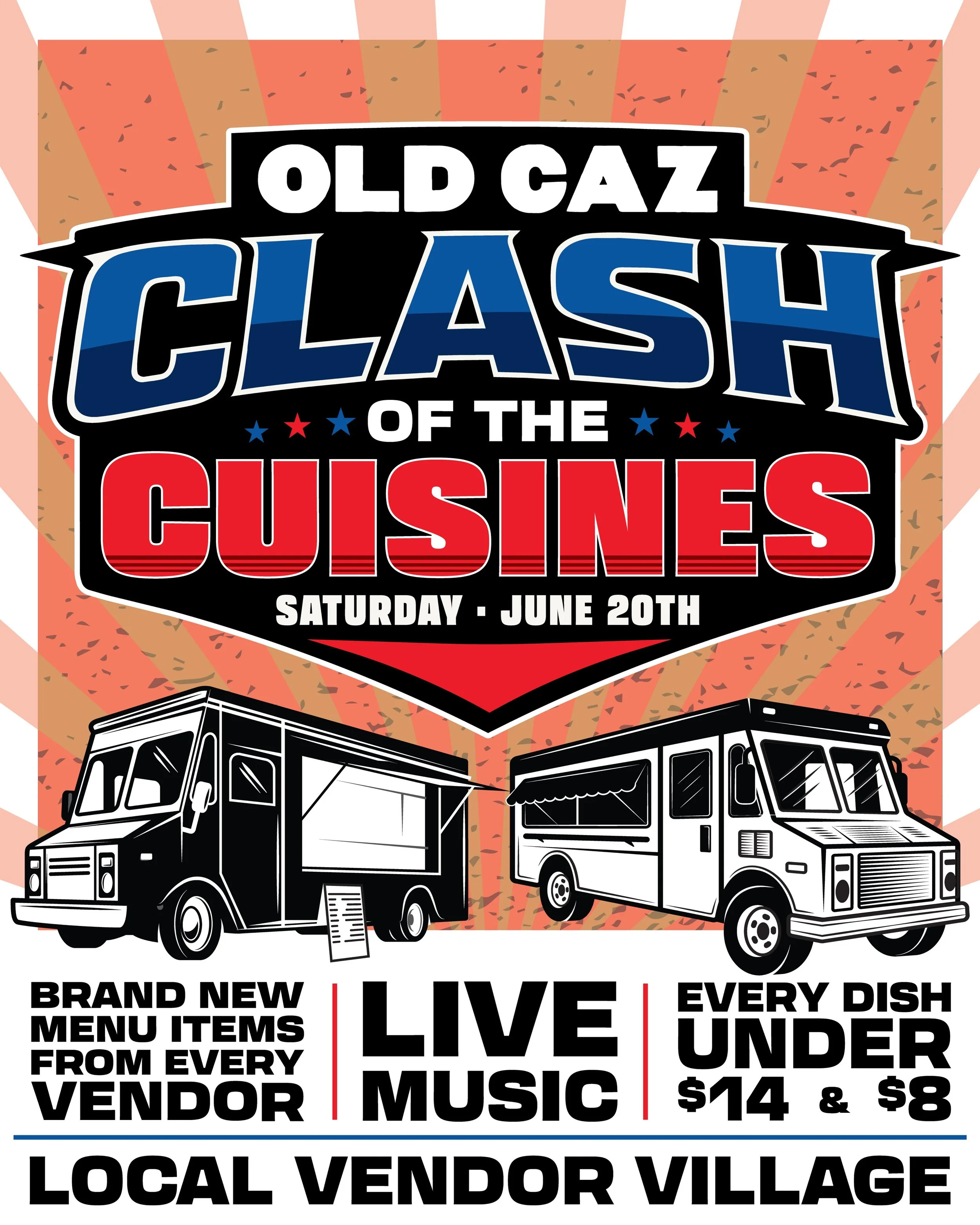 Old Caz Beer is bringing Sonoma County&rsquo;s biggest food back for seconds at @SOMOVillage on Saturday, June 20th at 12PM.

The Clash of the Cuisines is back with even more food trucks, pop-ups, music and local vendors for a full afternoon of creat