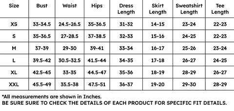 Queen of Sparkles Size Chart.webp
