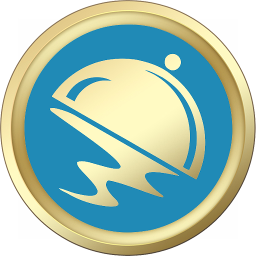 Illustration of a compass with a gold and blue design.