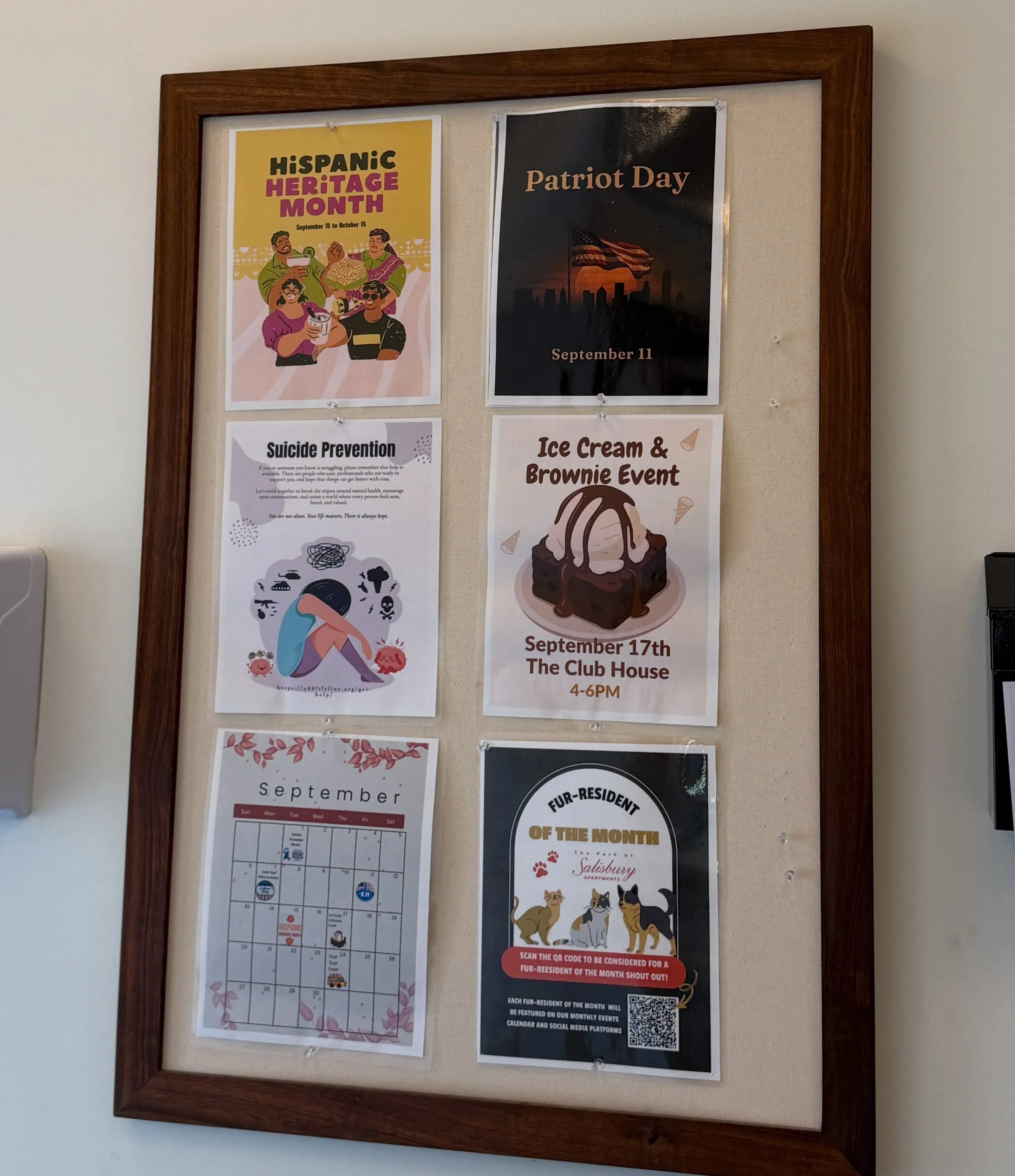 September Resident Board is updated!! 🍂🍎 As a reminder, it is suicide prevention month and we would love to remind everyone that you are loved and cared after, if you or you know someone who is struggling please dial 988 or reach out to 988lifeline