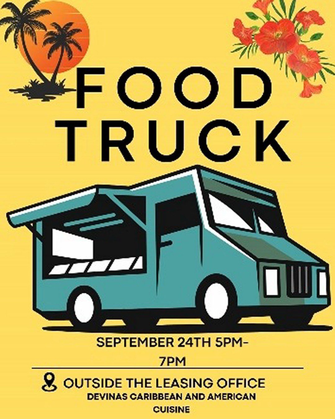Hey everyone! Just a friendly reminder that our delicious food truck will be rolling in today at the front office from 5 PM to 7 PM! 🍽️ 

Don&rsquo;t miss out on this tasty opportunity to grab a meal and enjoy some good vibes with your neighbors! We