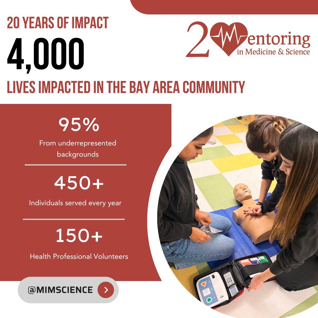 20 years ago, one woman had a vision to impact the healthcare pipeline in the Bay Area. Today, that vision has impacted over 4,000 lives in the Bay Area community. ❤️

At MIMS, we believe that representation in healthcare isn&rsquo;t just important &