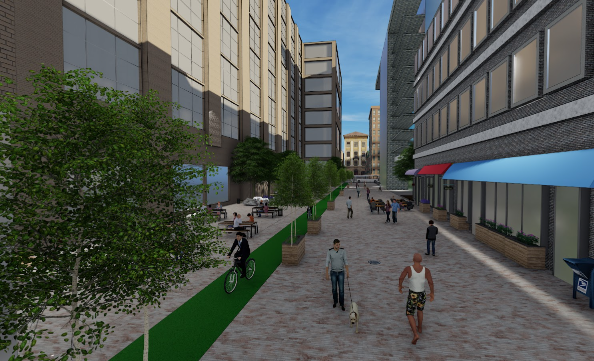 Pedestrian corridor perspective