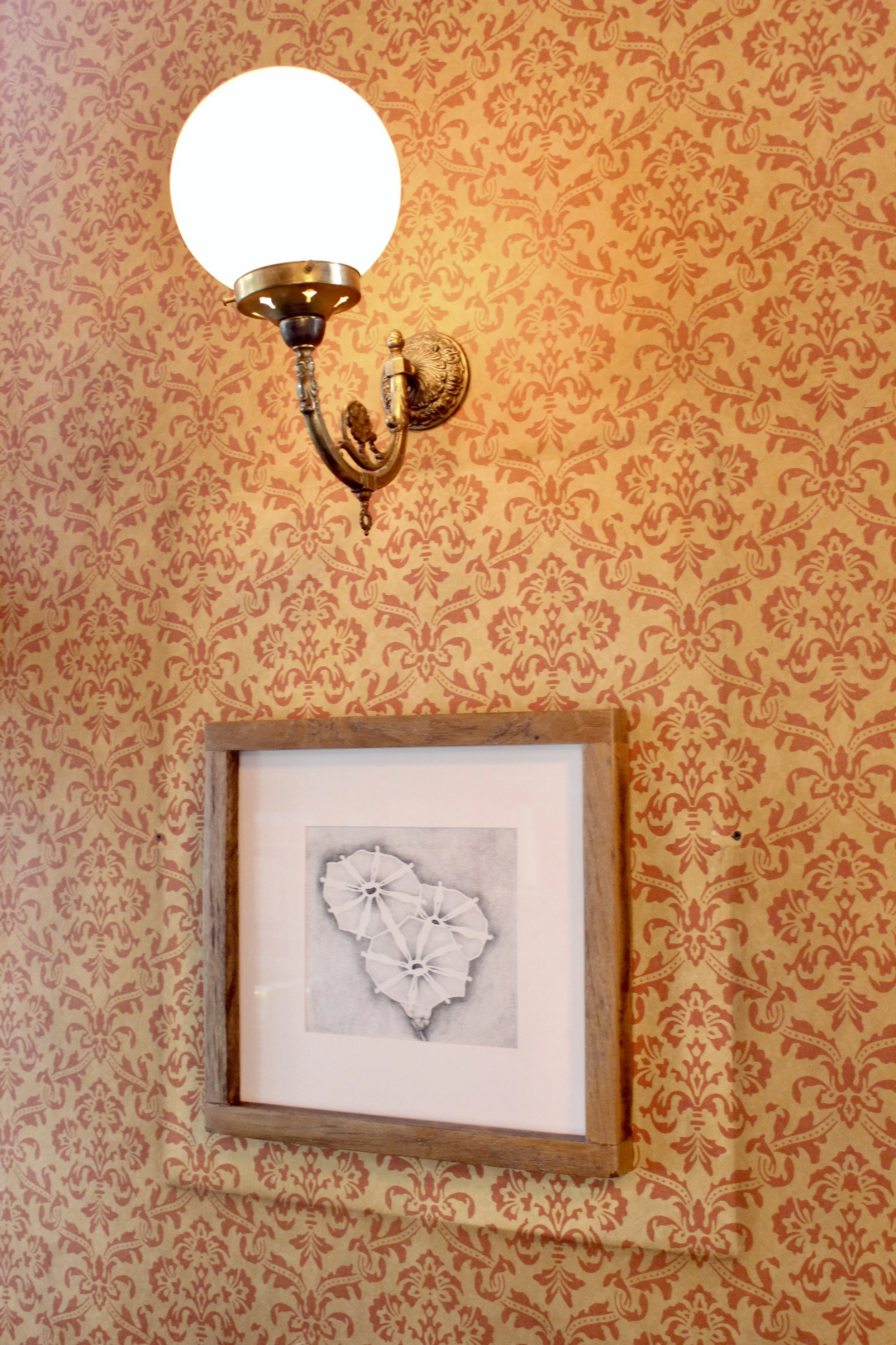 Metamorph (2023) graphite on paper, reclaimed wood from Basildon municipal bench frame