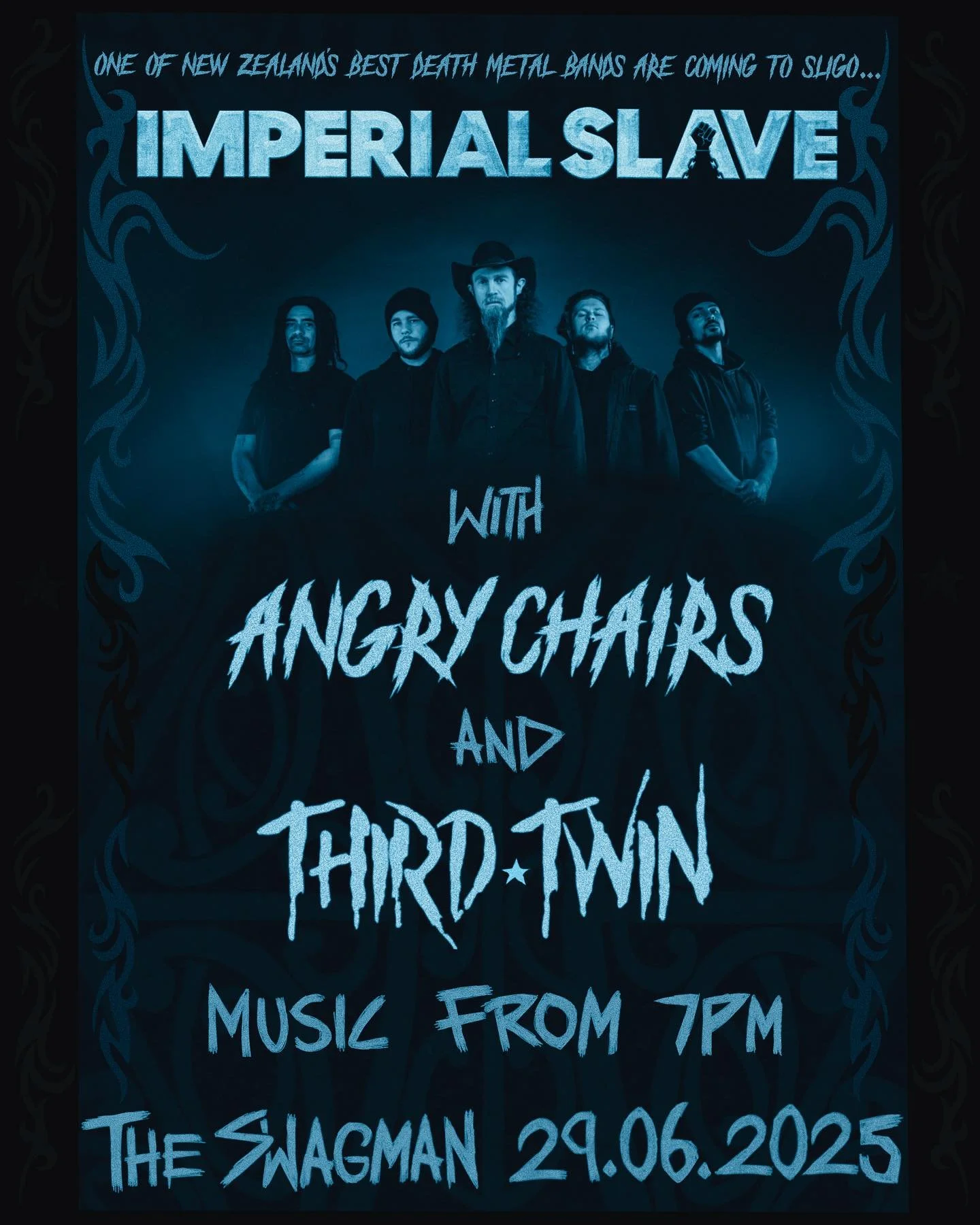 We are SO excited to announce that on the 29th of June in @swagmanbarsligo , we are playing along side @imperialslave , one of New Zealand&rsquo;s best death metal bands as they continue on their tour of Europe. @angrychairs_official will also be the