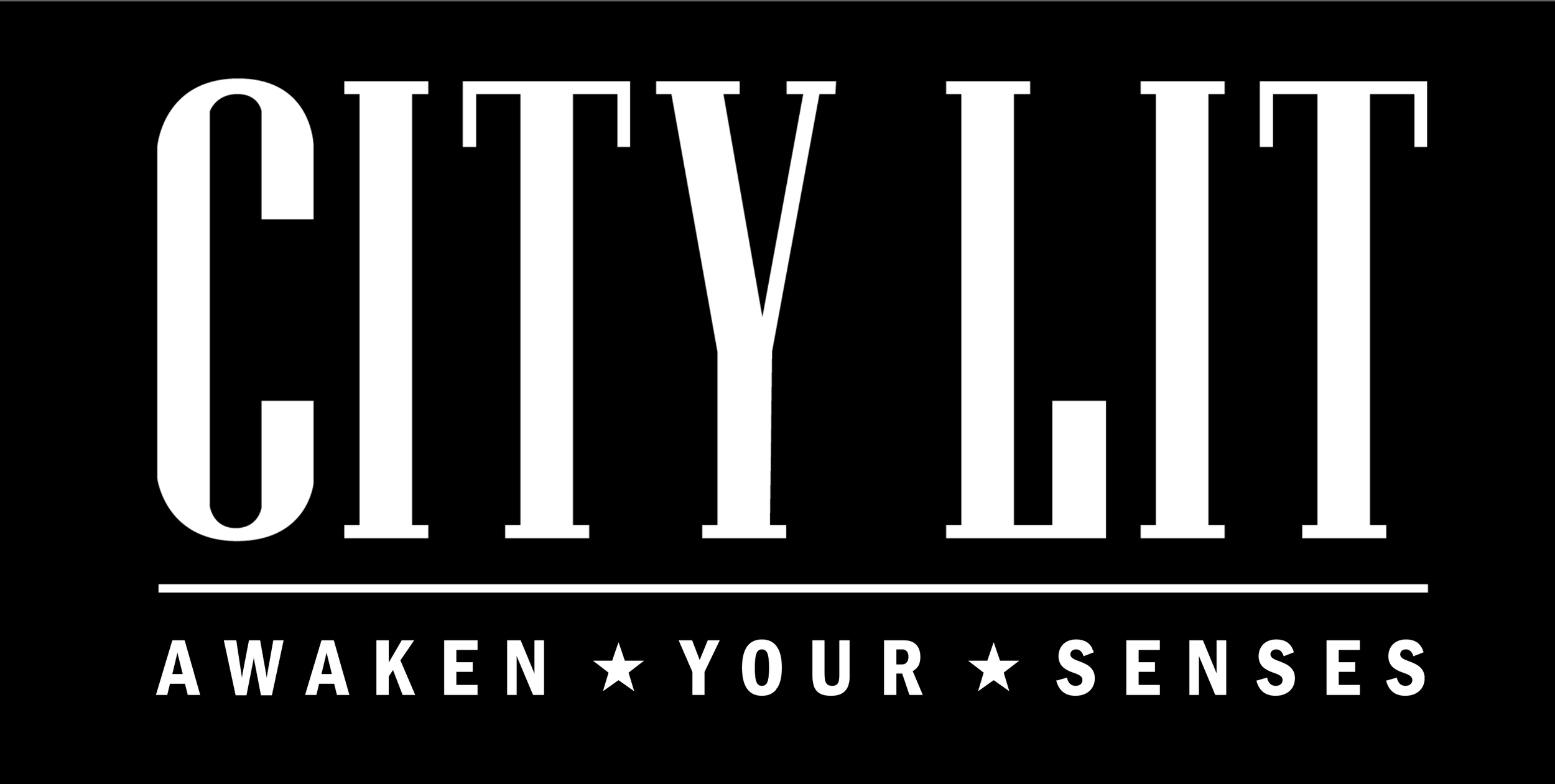 Logo for CITZI with the tagline 'Awaken Your Senses' on a black background. The text is in white, with 'CITZI' in large uppercase letters, and the tagline below with stars separating the words.