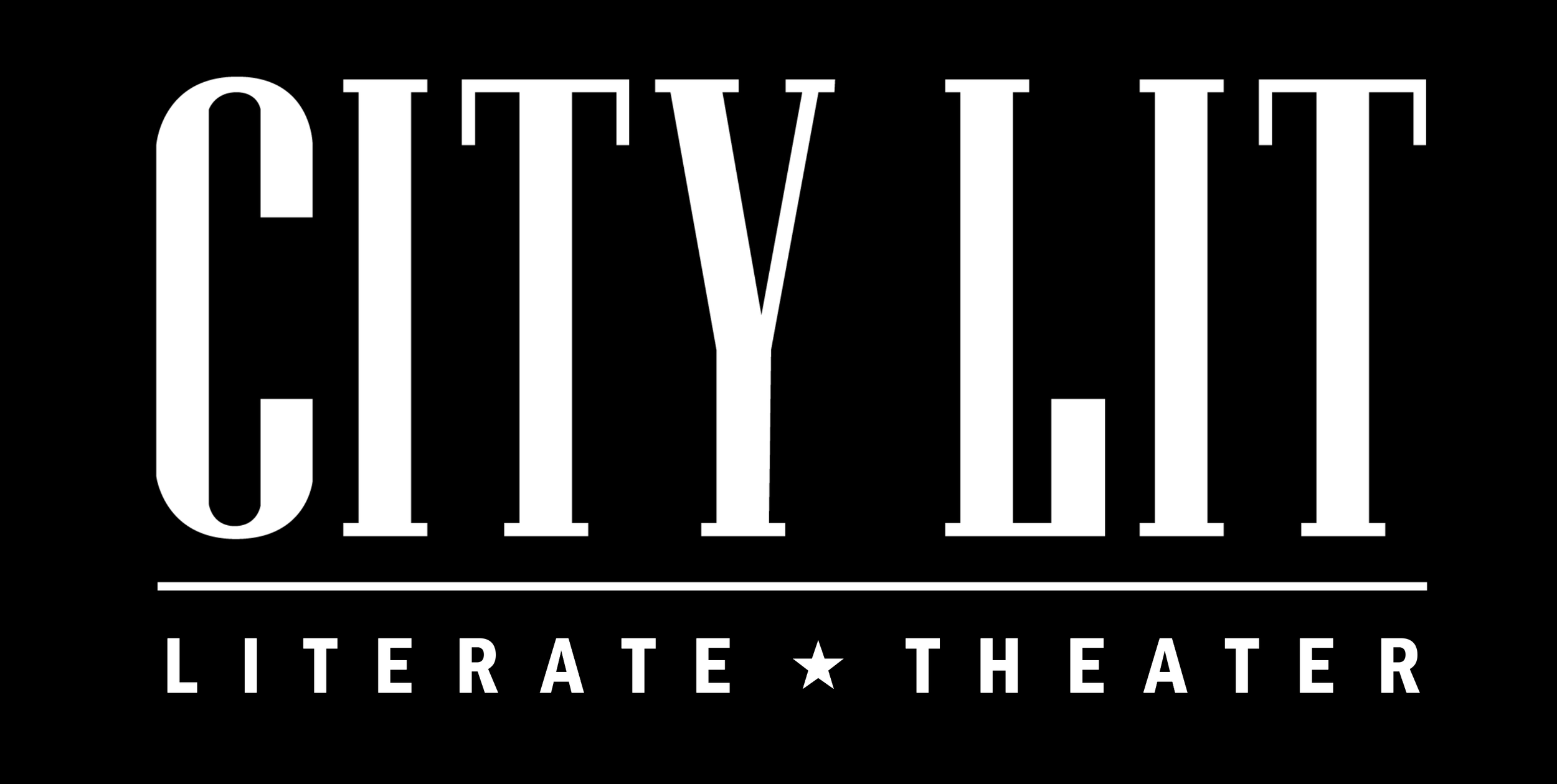 City Lit Literary Theater logo in white text on a black background