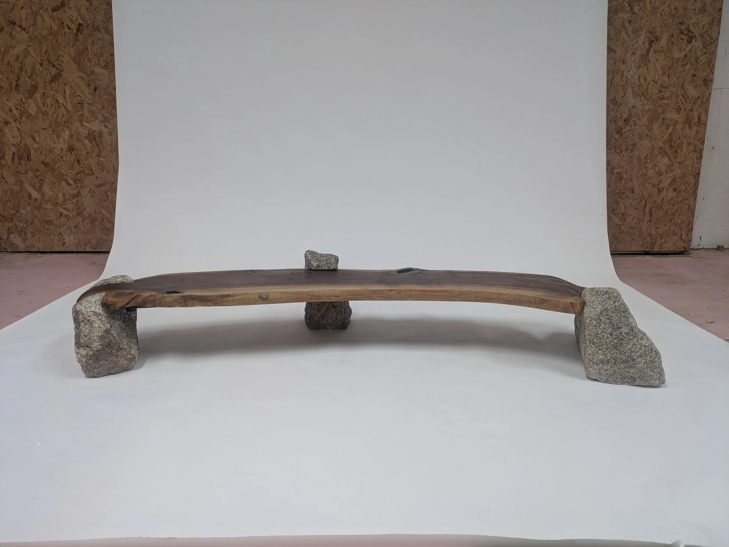 Stone & Walnut Bench