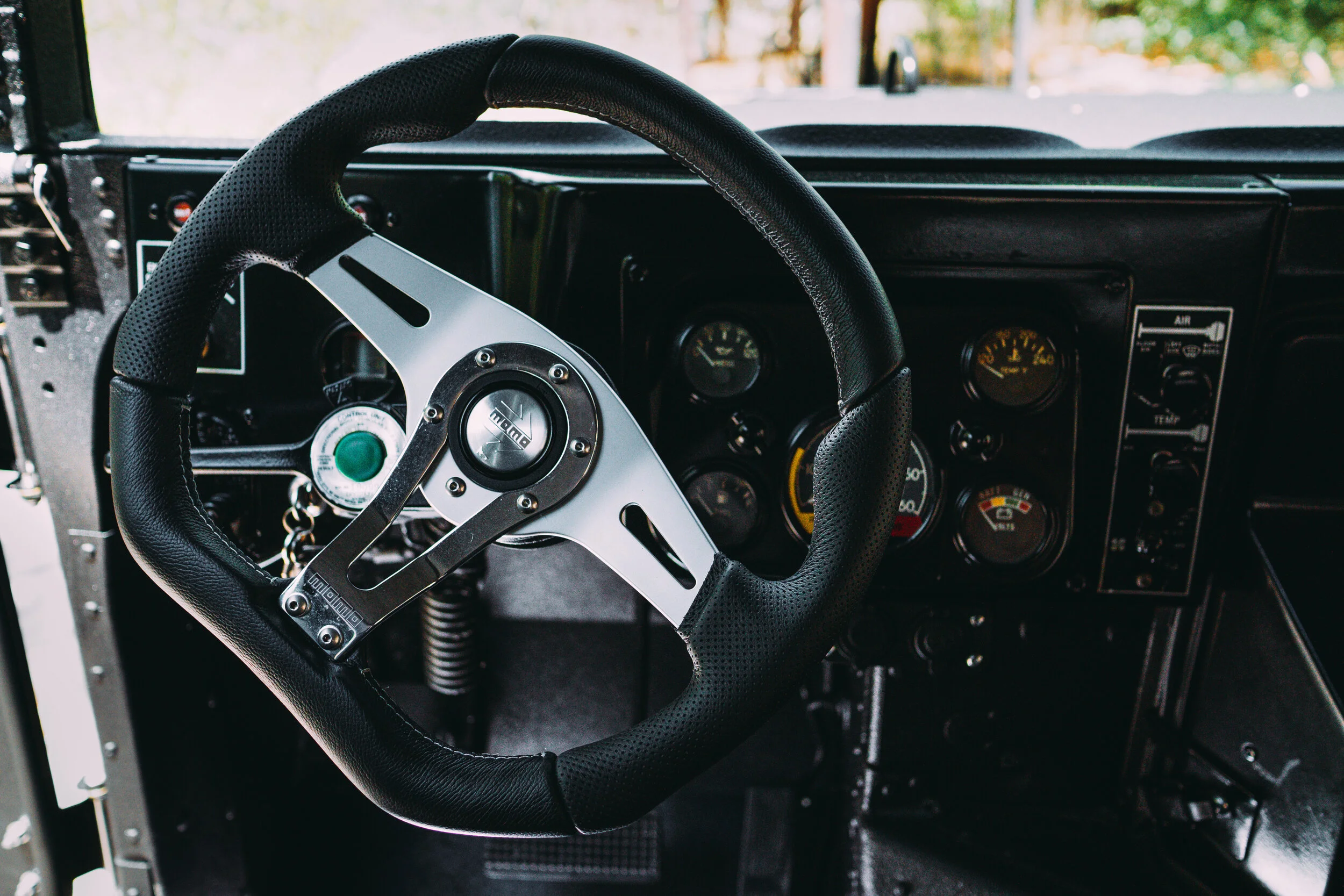Standard Humvee Interior. Optional Steering Wheel shown.