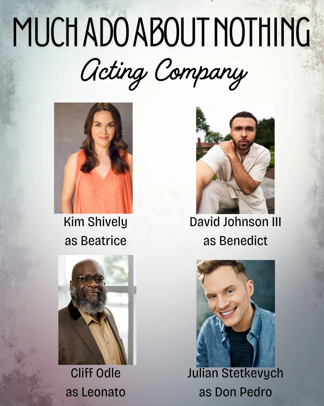 Piedmont Shakes is proud to announce our 2026 Much Ado Acting Company this week! First up, as Beatrice, our co-Artistic Director, Kim Shively. As Benedict, UNCSA alumnus, David Johnson III. Returning after his fabulous performance as Polonius in last