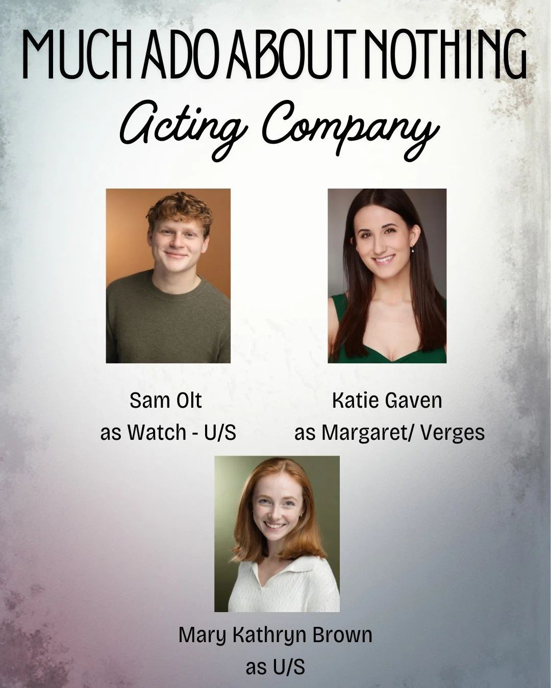 Finally, we are so excited to finish our acting company announcement with these incredible artists. Keep an eye out for our Kickstarter Campaign announcements coming this week. We open in one month and start rehearsals in 10 days- help us get into th