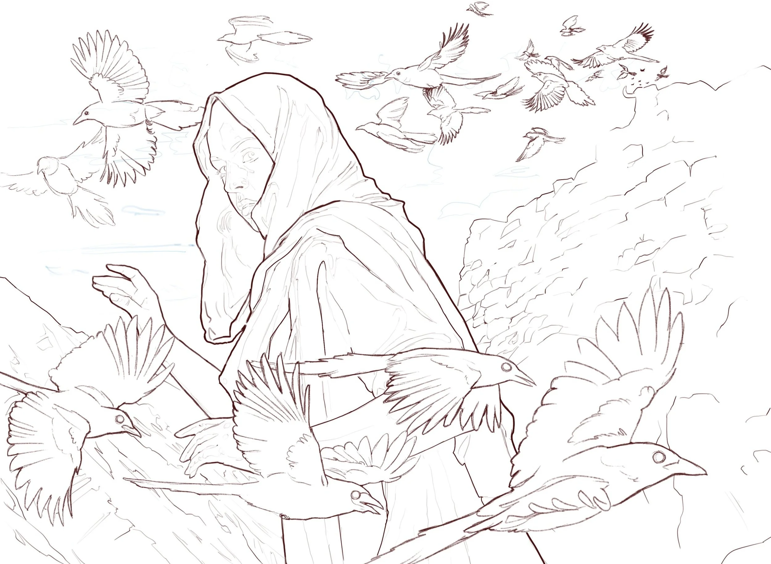 Initial sketch in Procreate