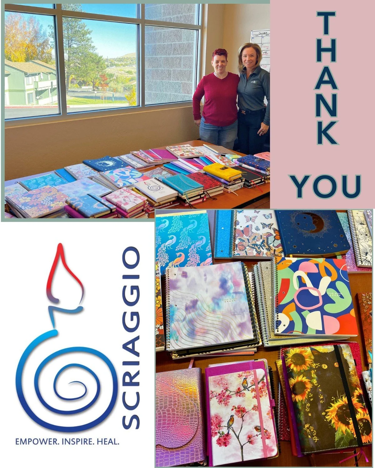 We&rsquo;re so grateful to @scriaggio8 for these beautiful notebooks for our ladies in recovery! Every page offers a place to reflect, process, and celebrate progress on their journey to healing. 🌿

&ldquo;Fill your paper with the breathings of your