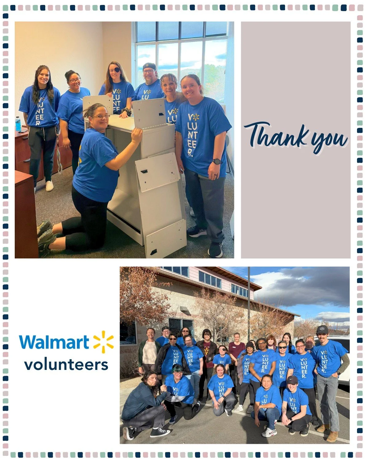 Thank you to the incredible Walmart volunteer team for spending time on our campus building furniture and helping wherever it was needed! We always love having this crew here&mdash;they bring great energy and do it all with a smile 💙😄💛