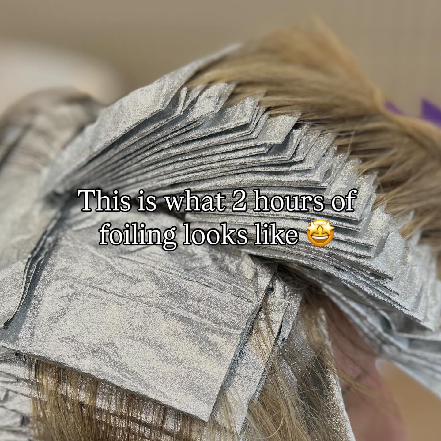 2 hours of foiling and 4 hours 45 mins total&hellip; and every minute was worth it 🤍✨
We packed in so many foils to create a brighter, softer, more even blonde.
My client felt her highlights had been rushed in the past, so she couldn&rsquo;t believe