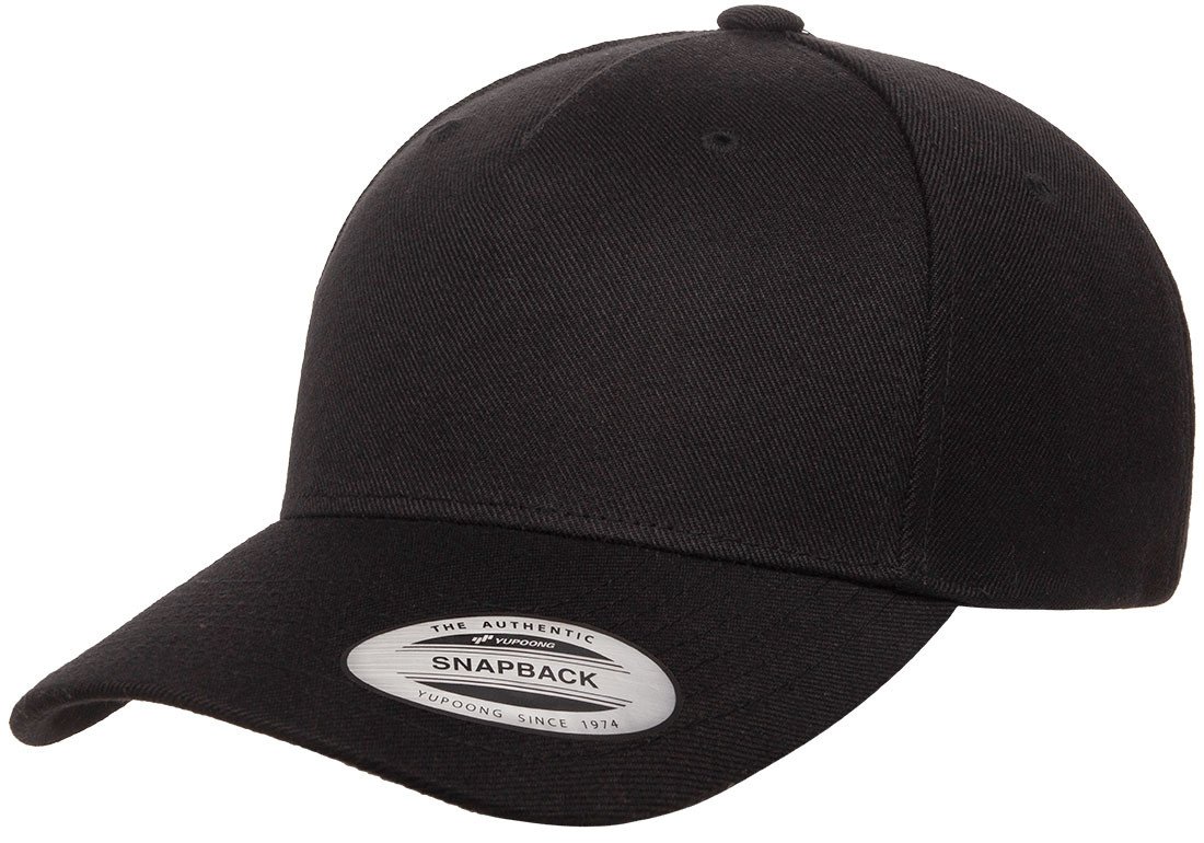 Yupoong 5789M Premium Five-Panel Curved Visor Snapback Cap (Black) $38.50