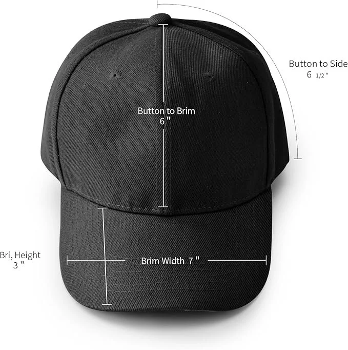 Baseball Cap Measurements (Adjustable)  $30.00