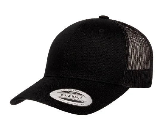 Yupoong 6606R Sustainable Retro Trucker Cap (Black) $35.00