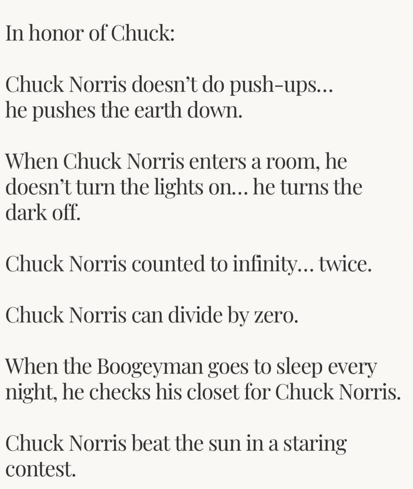 🤓 I bet my Essentia colleagues miss the joy I brought to work w my Chuck Norris jokes 😎