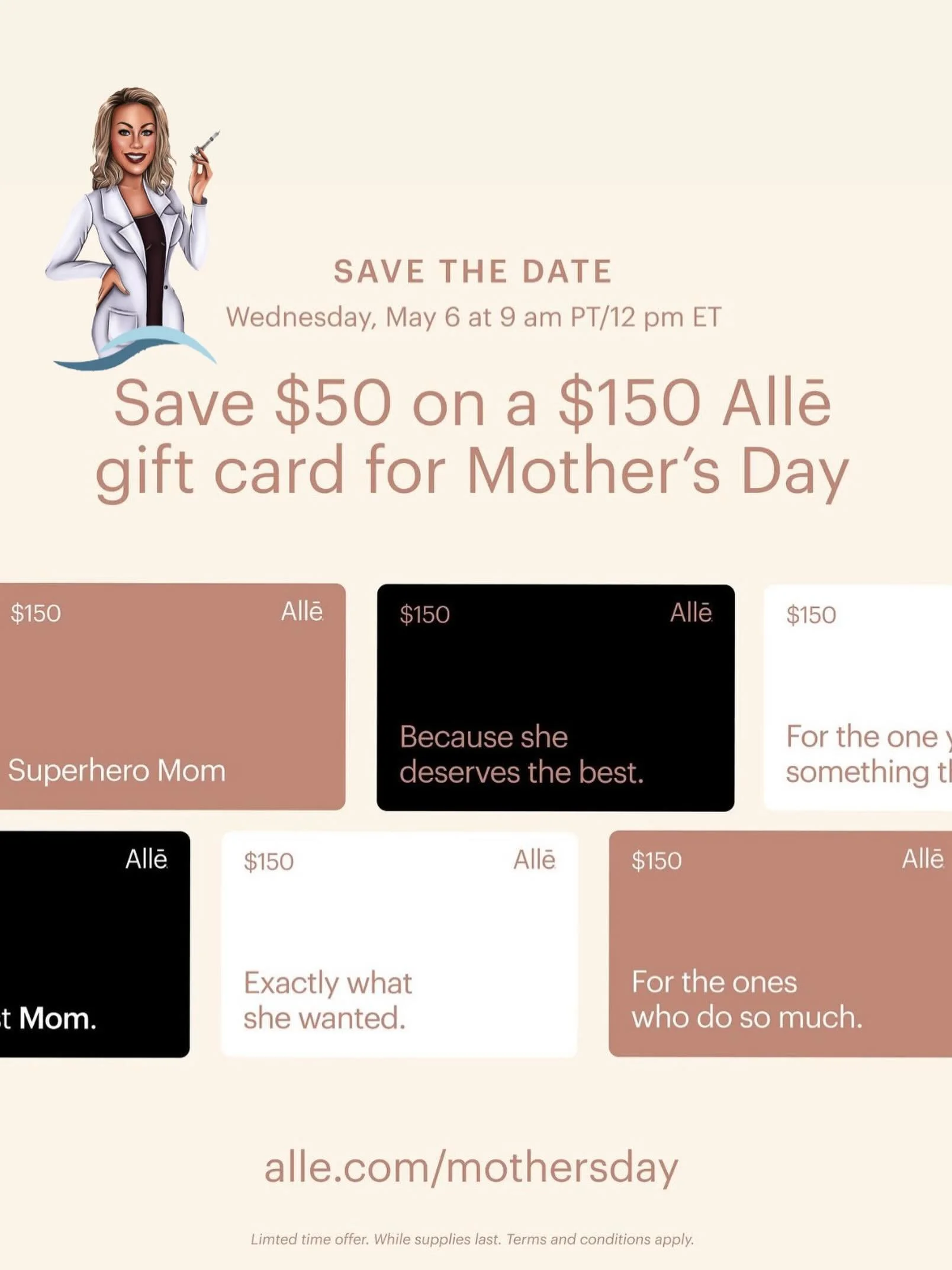 Trust us&hellip; Mom doesn&rsquo;t want another candle 💁&zwj;♀️
May 6&mdash;don&rsquo;t miss the Allē Gift Card Event (one day only!) 💙
Purchase through Allē, redeem at Northland Med Aesthetics ✨