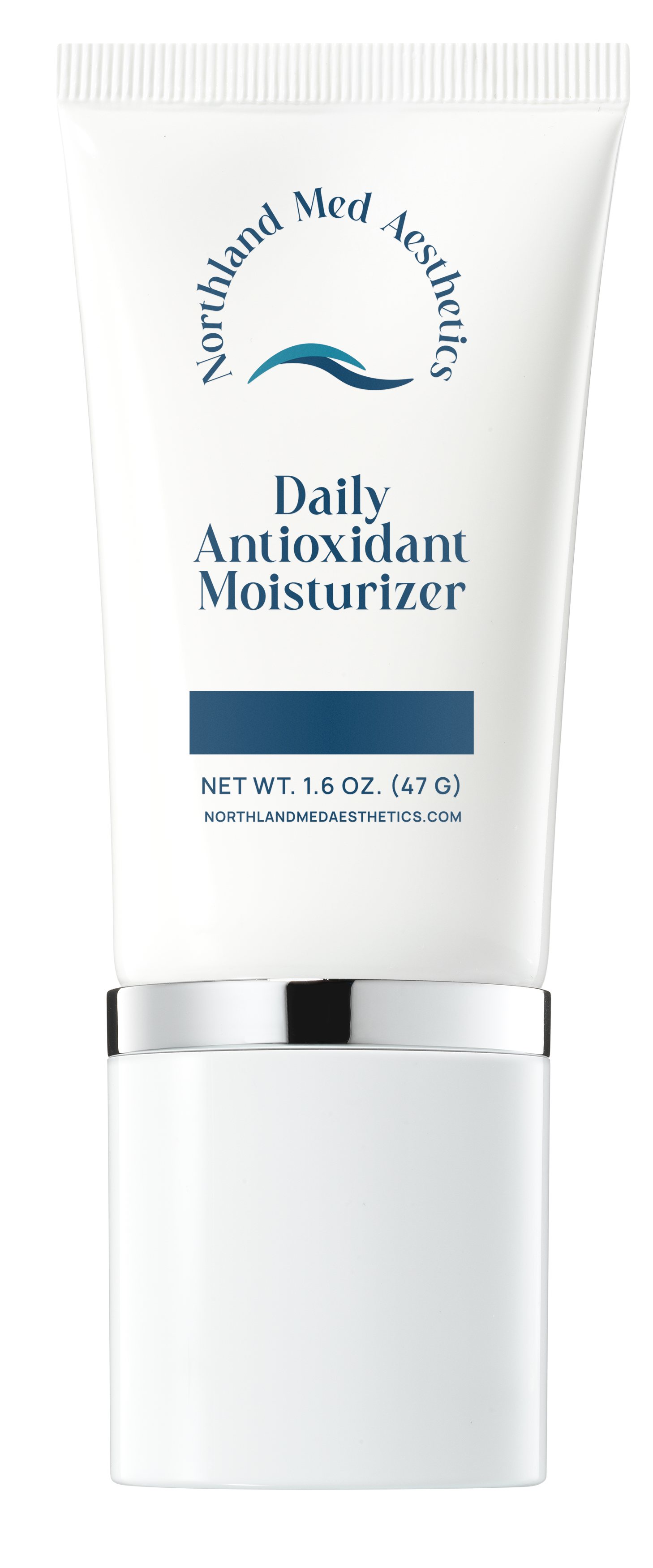 A white tube of Northland Med Aesthetics Daily Antioxidant Moisturizer with a shiny silver cap.