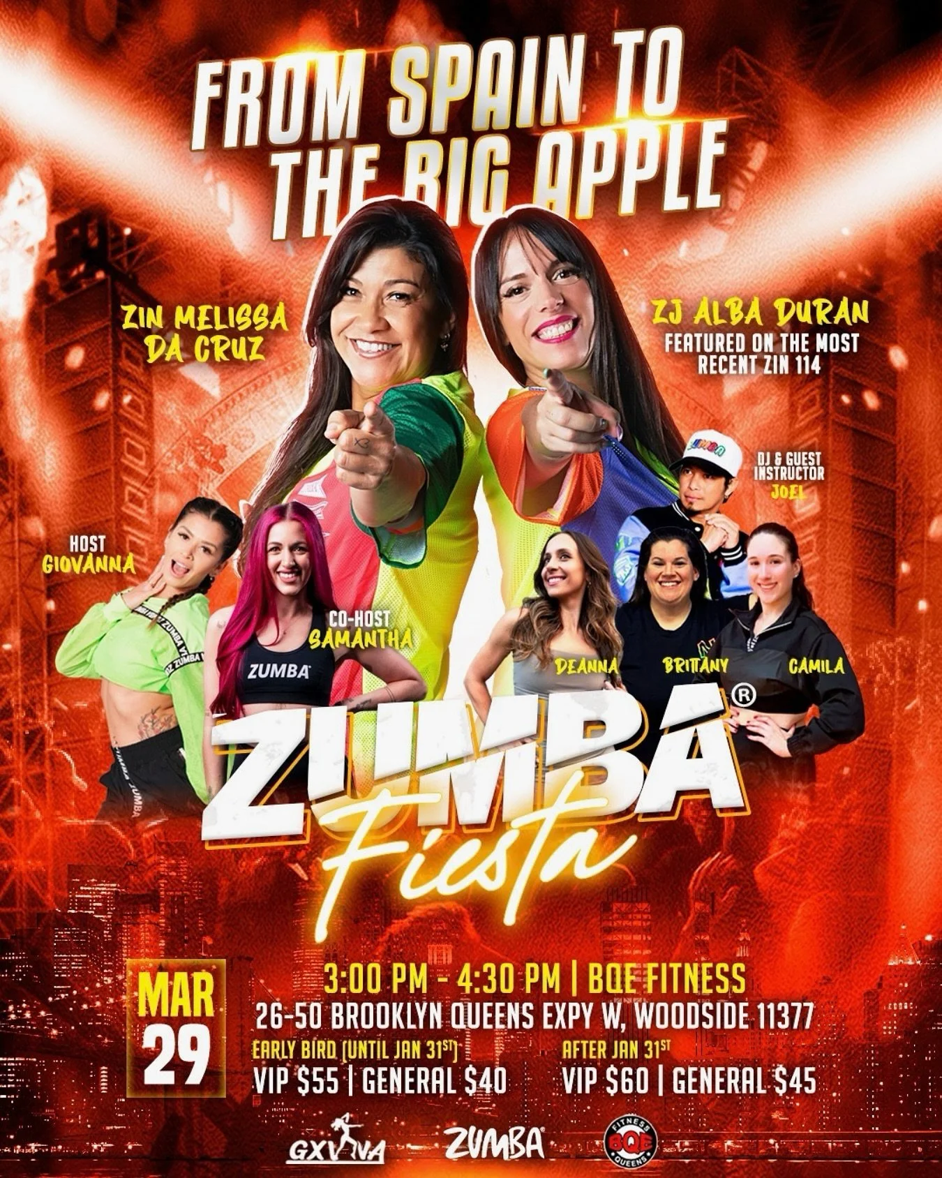 Get ready, New York! 🌟 

International Presenter and ZIN 114 star ZJ Alba Duran and the incredible Melissa Da Cruz are bringing the heat straight from Spain to the Big Apple! 🇪🇸🗽 Join us for an unforgettable Zumba Fiesta filled with high-energy, 