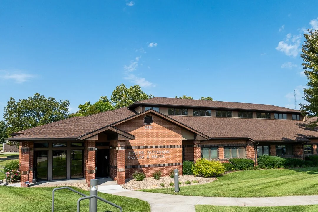 Front view of attorney office building, after new roof installation