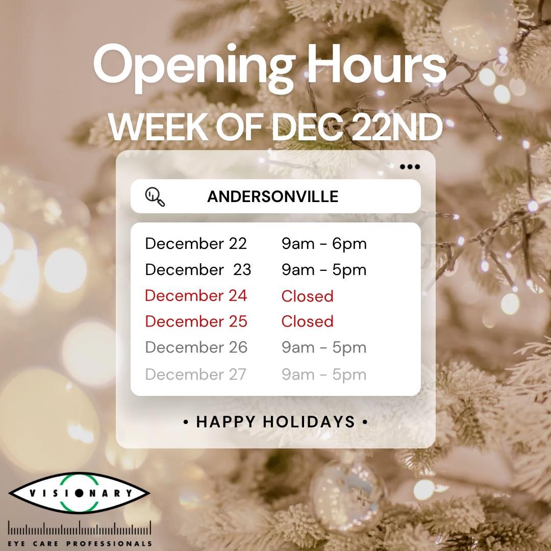 Holiday hours for this week! 

A wonderful and safe holiday (including last week for Hanukkah!) from Visionary to you ❤️