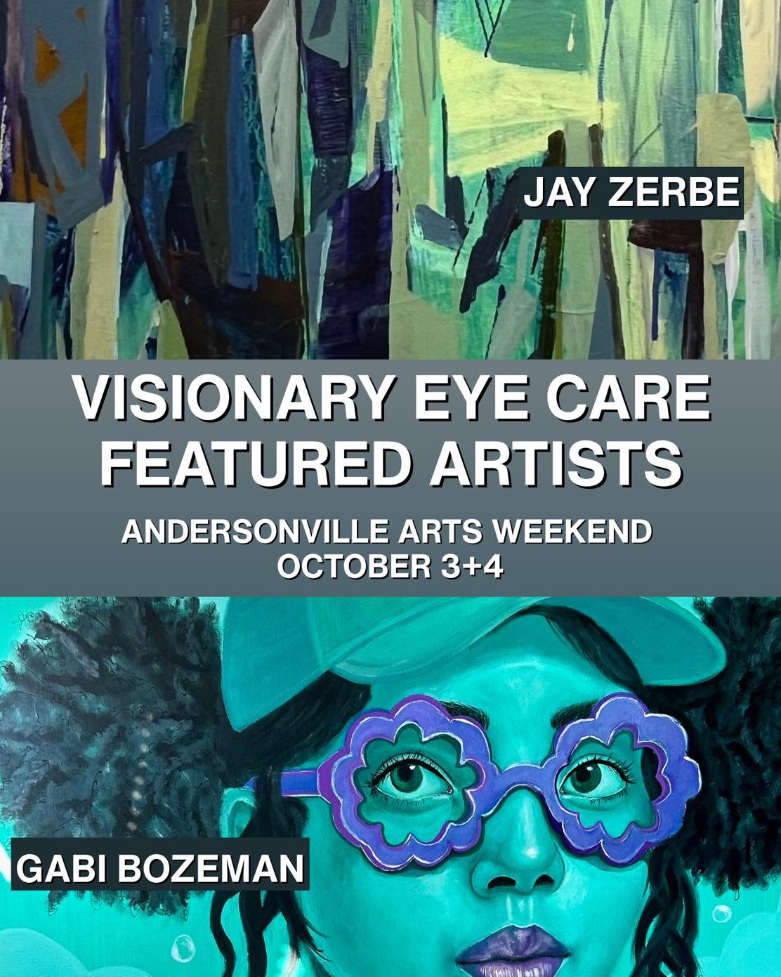 Visionary is honored to be part of Andersonville Arts Weekend again this year! We will be highlighting 2 incredible artists, Jay Zerbe and Gabi Bozeman. 

On Friday evening, Visionary will be open from 5:30-9 for art viewing and buying only. And! Gab