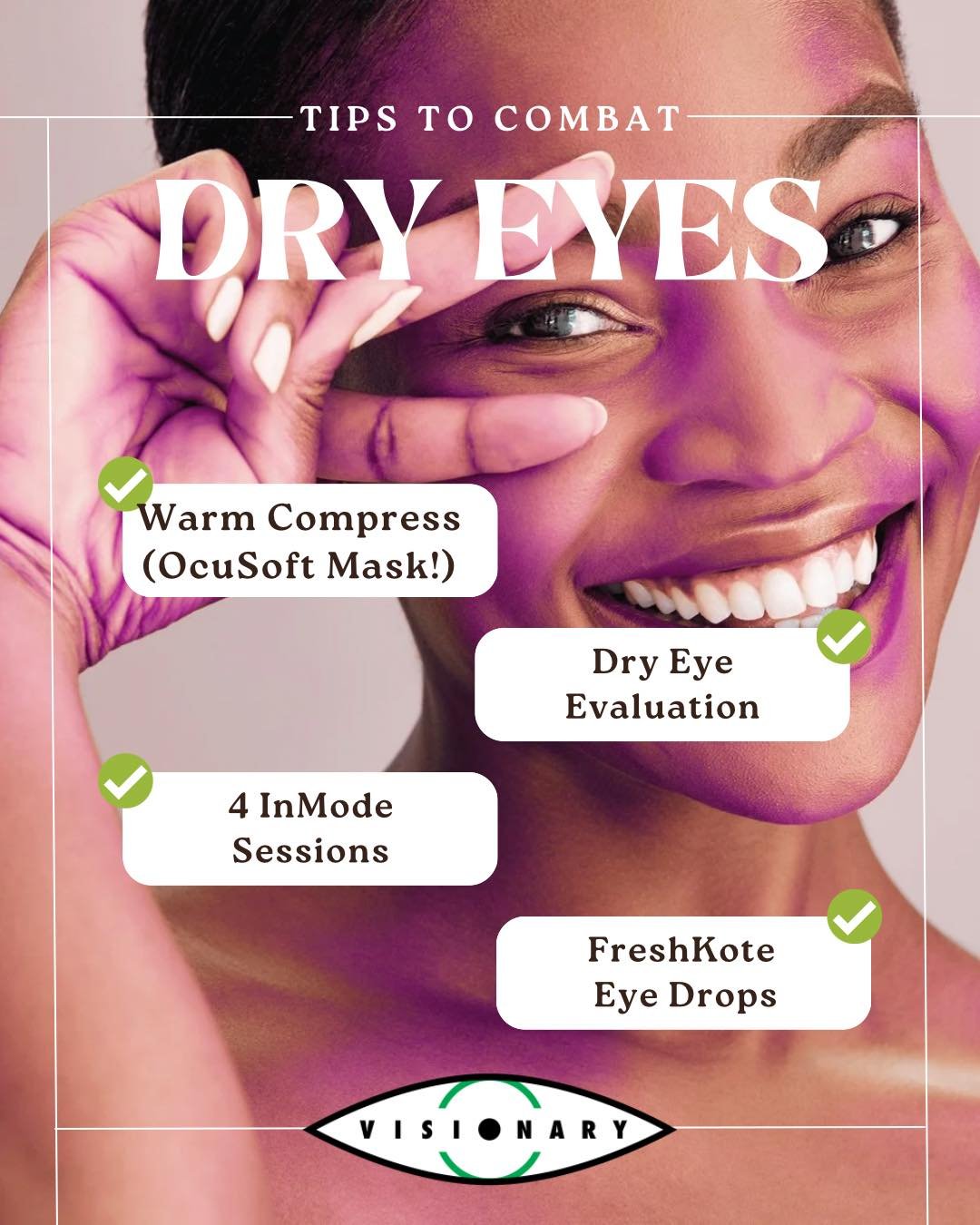 Winter is HERE. As you sit in the HVAC or radiant heat of your office or home, do you notice how dry your eyes are?! Let Visionary help! 

We sell OcuSoft masks that can be used warm or cold (though for dry eye, warm is best!), and give dry eye evalu
