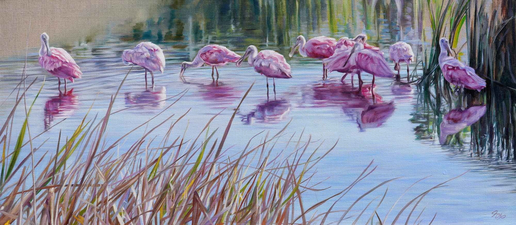 Spoonbills, 2024
oil on linen
16 x 36 in 