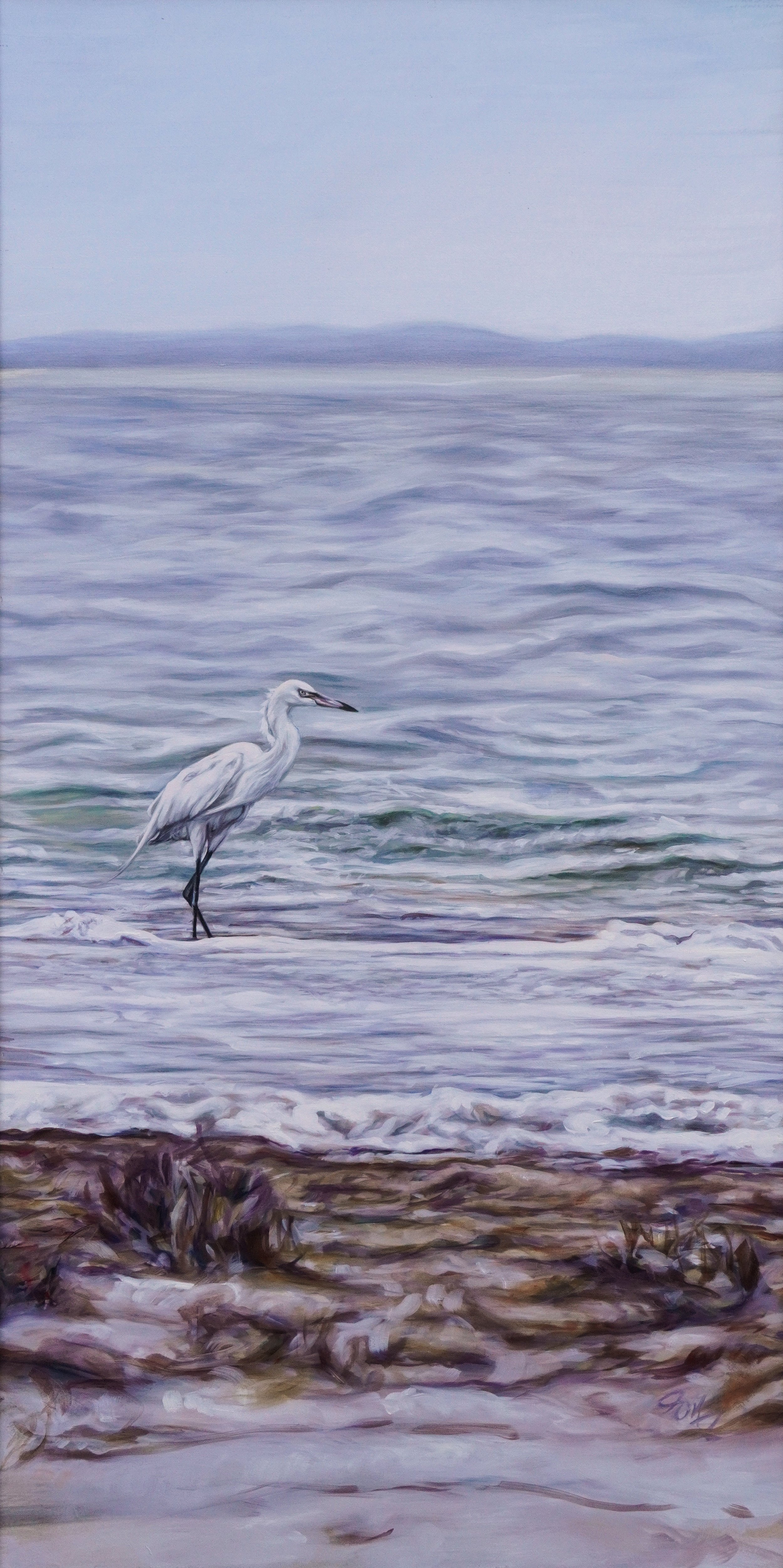 White Morph in Gray, 24" x 48", Oil on Paper