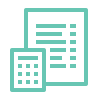 Icon of a calculator and a document with lines of text