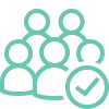 Icon of a group of people with a checkmark