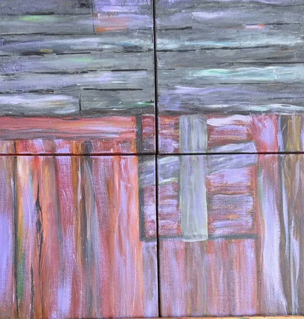 "Abandoned" 24x24 Acrylic on 4 canvases $250