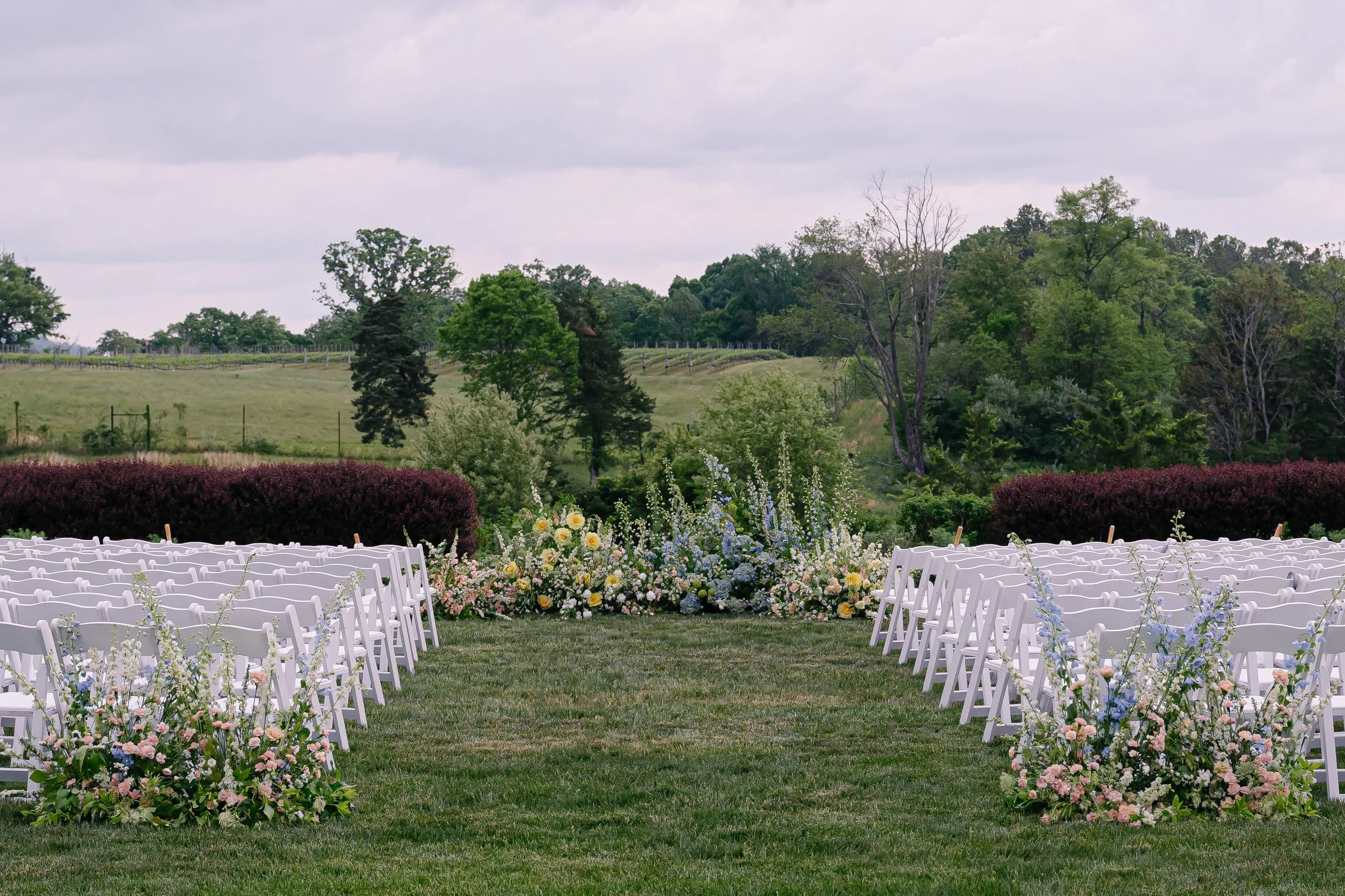 Grounded arch Charlottesville wedding Early Mountain Vineyards Spring wedding