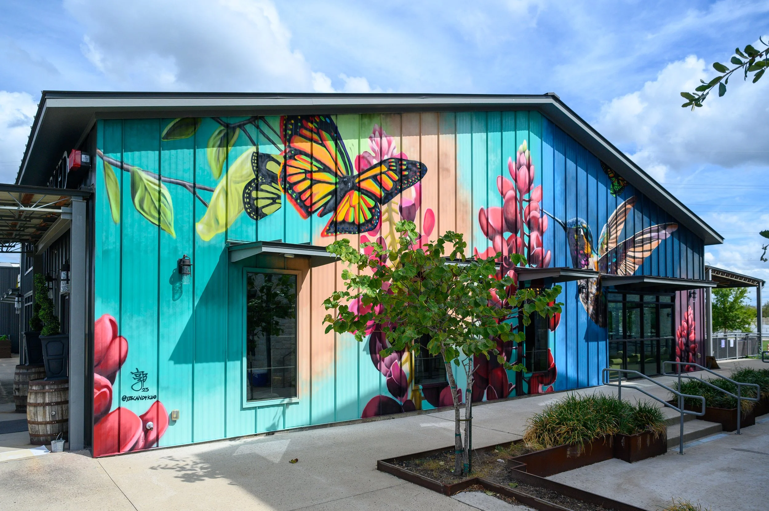 Colorful psychedelic artwork featuring Grateful Dead themes, including a bear, skull, peace symbols, cacti, and abstract designs.