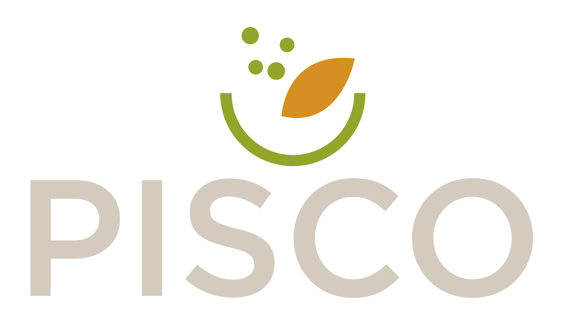 Logo with a stylized leaf and bubbles above the word "PISCO" in large, light gray letters.