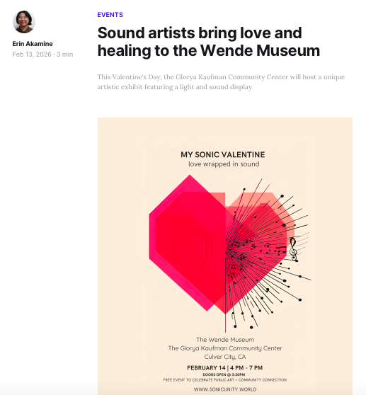 Sandy Duarte with attendees experiencing an immersive sound and light art installation at Wende Museum in Culver City