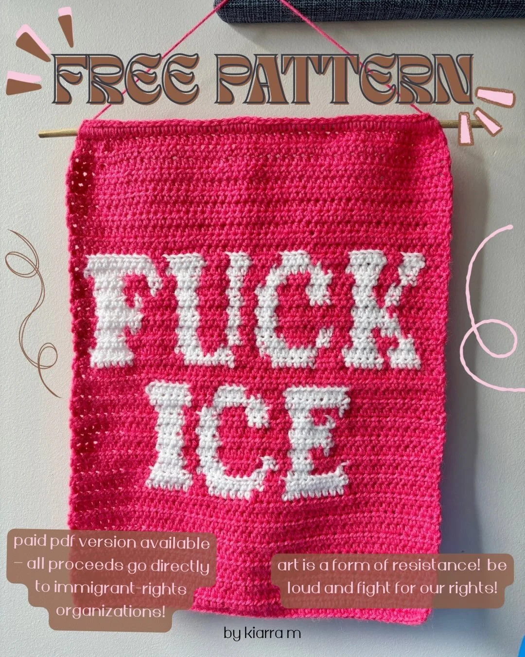 I created a free pattern for those of us that want to show solidarity in our art, especially with everything going on in this country and in MN recently.  Art has always been a form of resistance, fiber arts included, so we need to take advantage of 